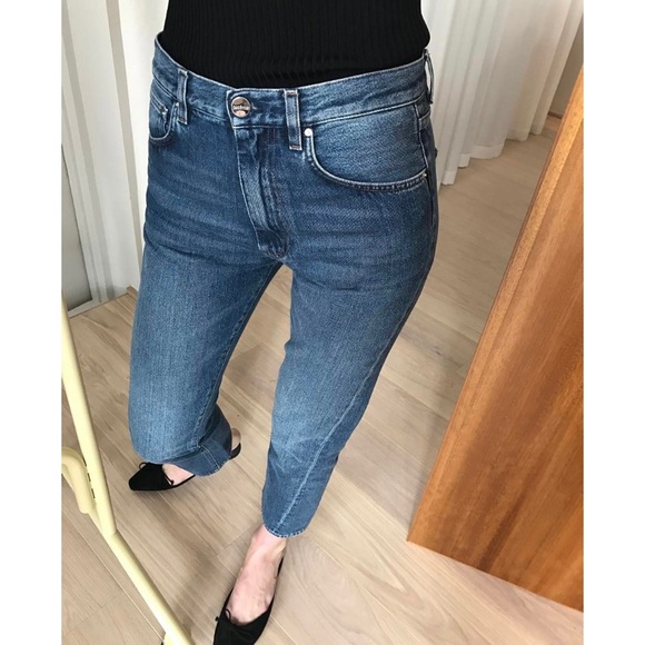 Toteme twisted seam original cropped straight leg jeans washed black grey - Picture 11 of 12